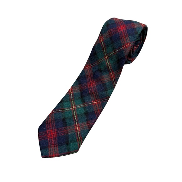 Pendleton Other - Vintage 60s Pendleton Necktie Tie Plaid 100% Virgin Wool Red Blue Multicolor USA